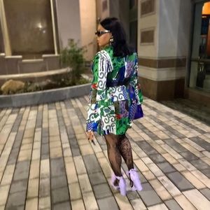 Multi pattern blazer dress